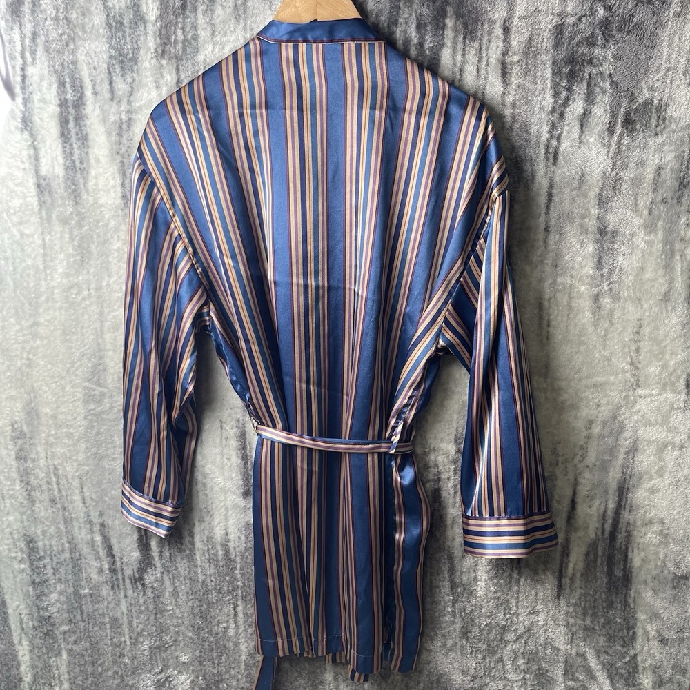 Victoria's Secret Glossy Striped Satin Robe, Long Sleeved With Tie Size Small - Picture 4 of 5